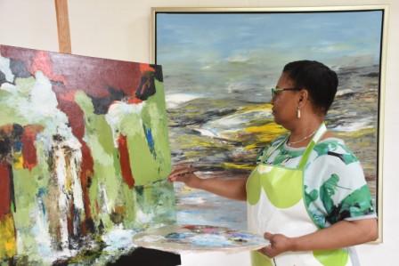 Eme in her Studio Painting